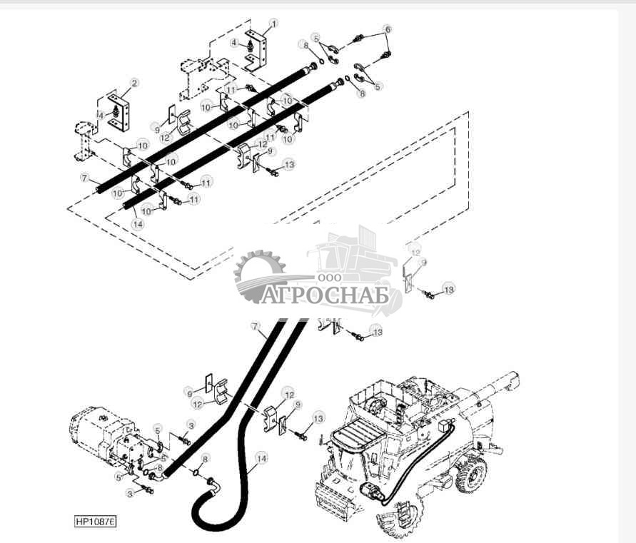 HYDROSTATIC DRIVE HOSES, LOWER (FOUR WHEEL DRIVE) 